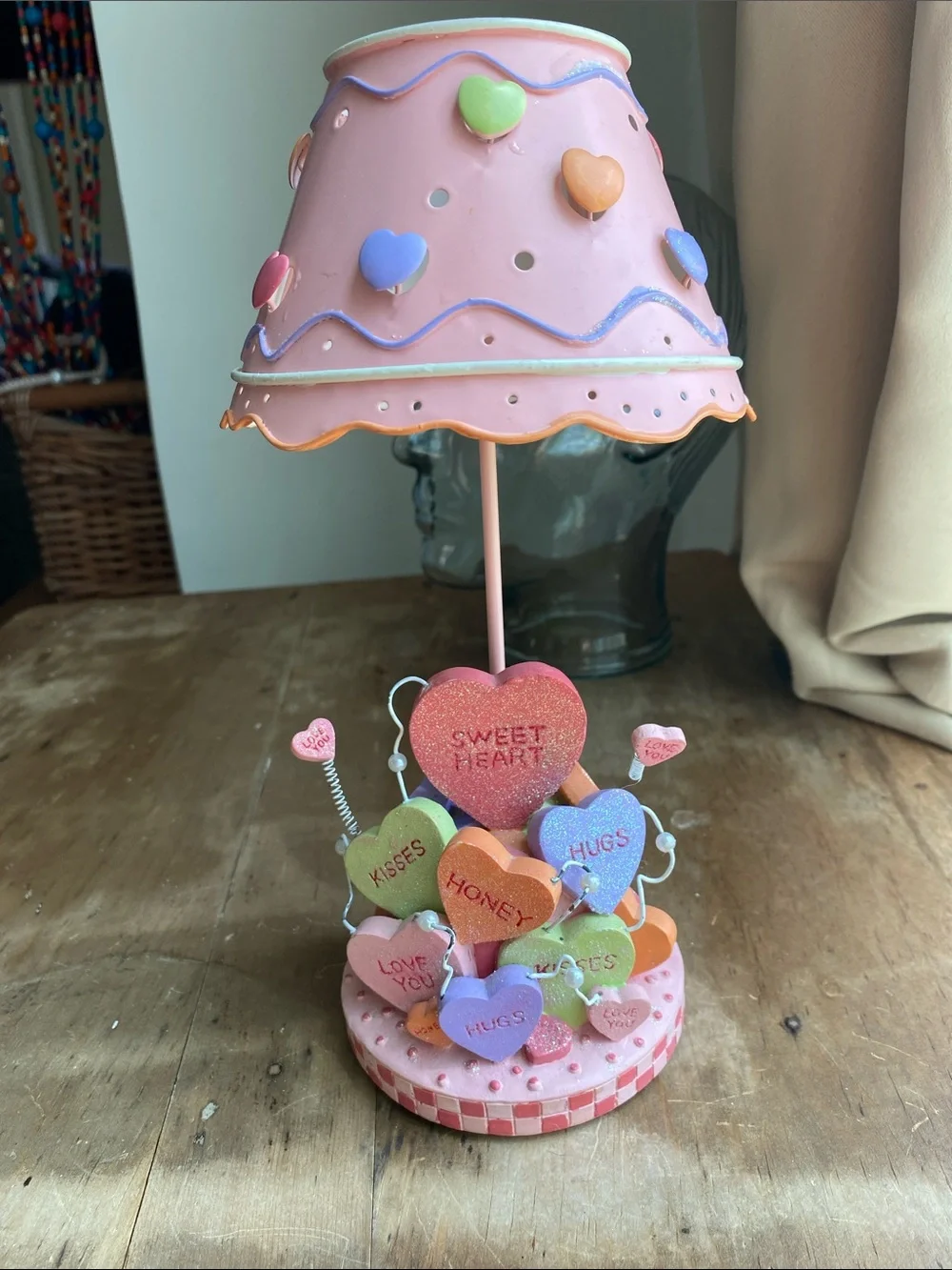 Pink Heart Candy Conversation Tealight Holder